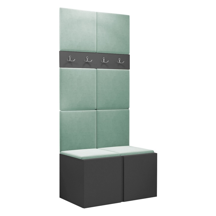 Mobilier pentru hol Tavasz IV, MIRJAN24, gri / menta, 46x84x186 cm