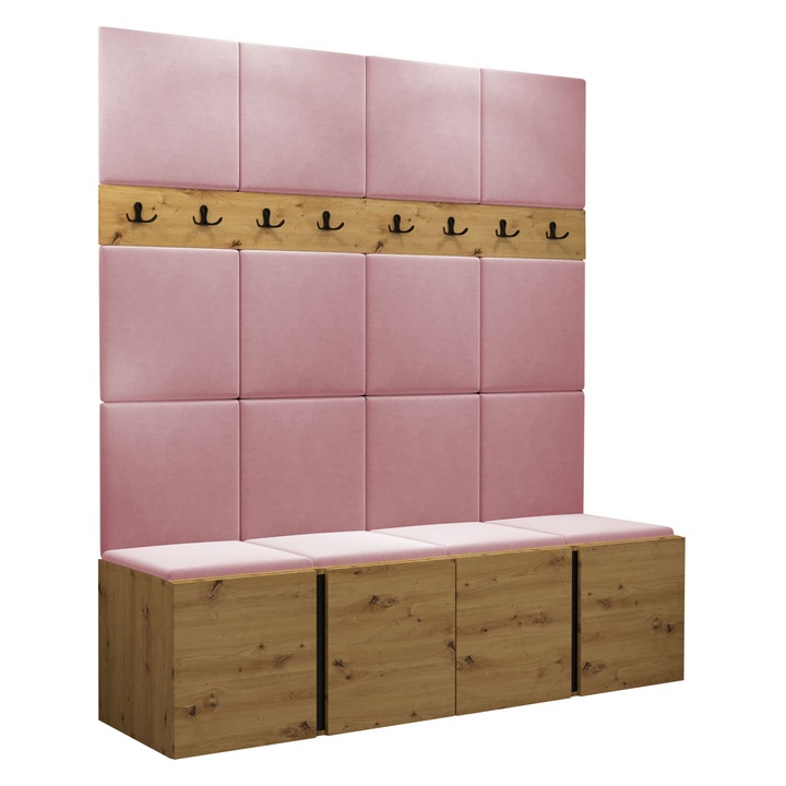 Mobilier pentru hol Tavasz V, MIRJAN24, artisan / roz, 46x168x186 cm