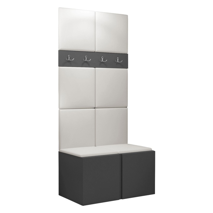 Mobilier pentru hol Tavasz IV, MIRJAN24, gri / alb, 46x84x186 cm