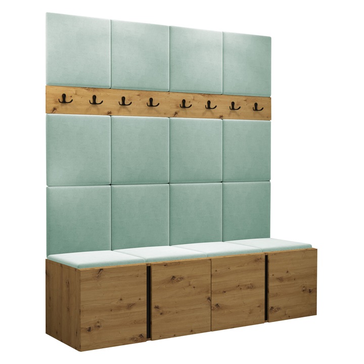 Mobilier pentru hol Tavasz V, MIRJAN24, artisan / menta, 46x168x186 cm