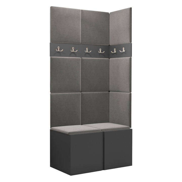 Mobilier pentru hol Tavasz I, MIRJAN24, gri / gri, 46x84x186 cm