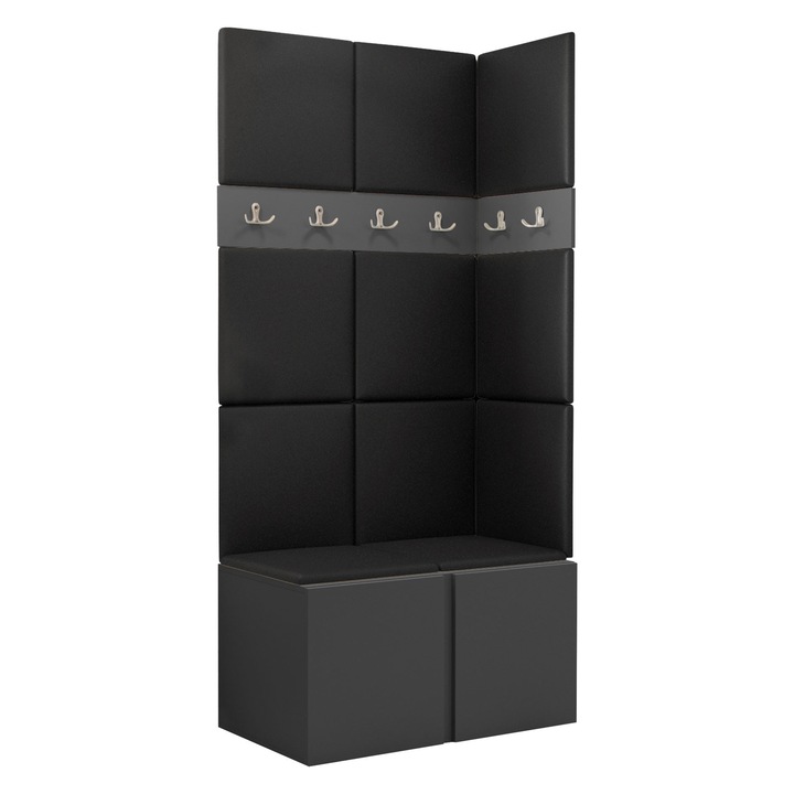 Mobilier pentru hol Tavasz I, MIRJAN24, gri / negru, 46x84x186 cm