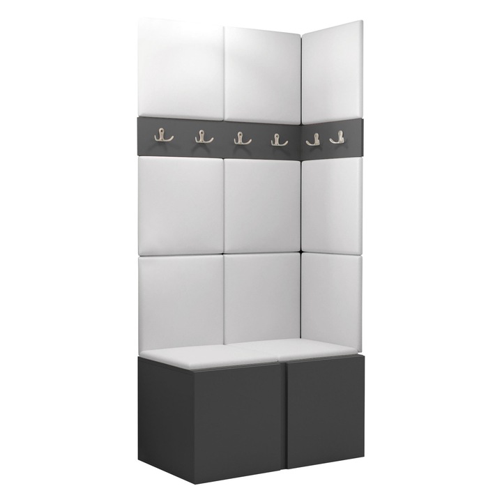 Mobilier pentru hol Tavasz I, MIRJAN24, gri / alb, 46x84x186 cm