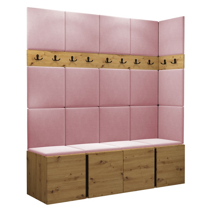 Mobilier pentru hol Tavasz II, 186x168x45,6 cm, artisan/ roz