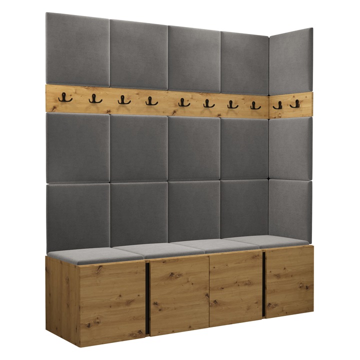 Mobilier pentru hol Tavasz II, MIRJAN24, artisan / gri, 46x168x186 cm