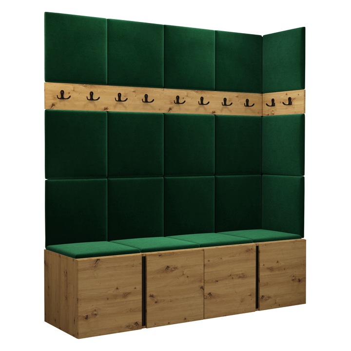 Mobilier pentru hol Tavasz II, MIRJAN24, artisan / verde, 46x168x186 cm