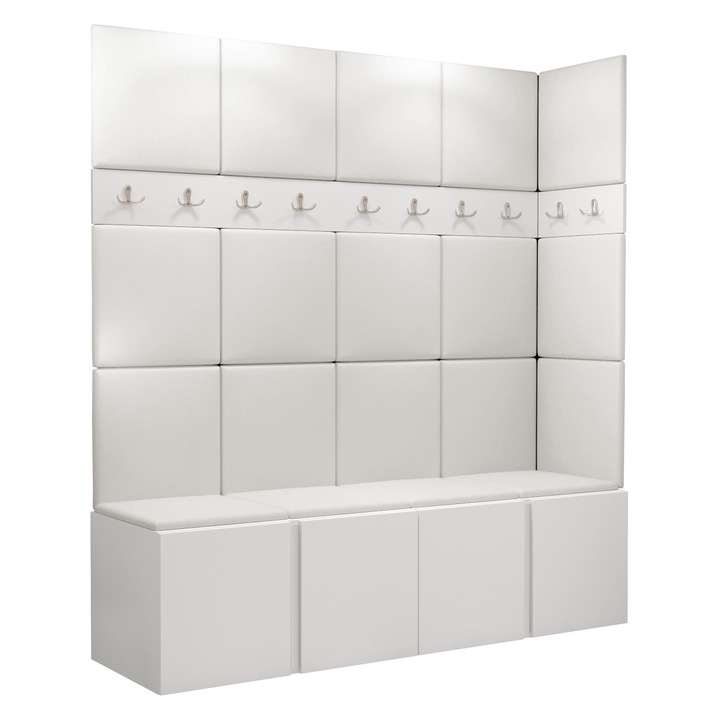 Mobilier pentru hol Tavasz II, 186x168x45,6 cm, alb/ alb