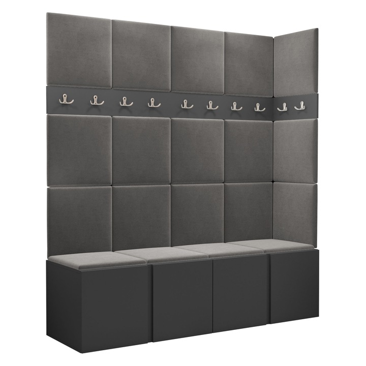 Mobilier pentru hol Tavasz II, MIRJAN24, gri / gri, 46x168x186 cm