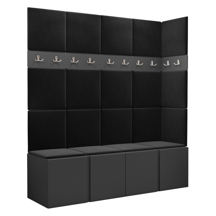 Mobilier pentru hol Tavasz II, MIRJAN24, gri / negru manila, 46x168x186 cm