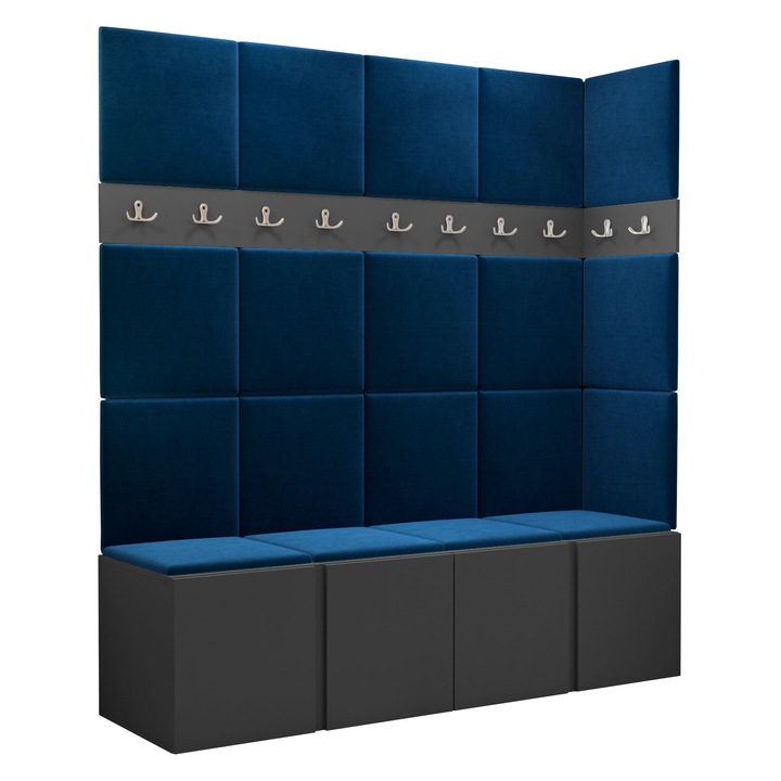 Mobilier pentru hol Tavasz II, MIRJAN24, gri / albastru, 46x168x186 cm