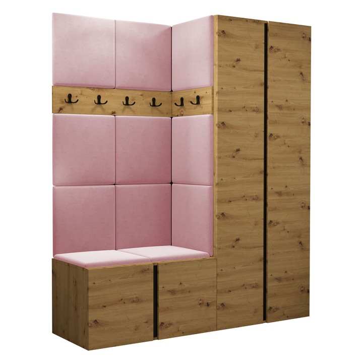Mobilier pentru hol Tavasz III, MIRJAN24, artisan / roz, 46x158x186 cm