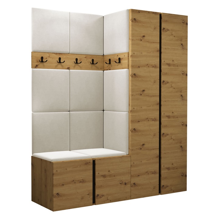 Mobilier pentru hol Tavasz III, MIRJAN24, artisan / bej, 46x158x186 cm