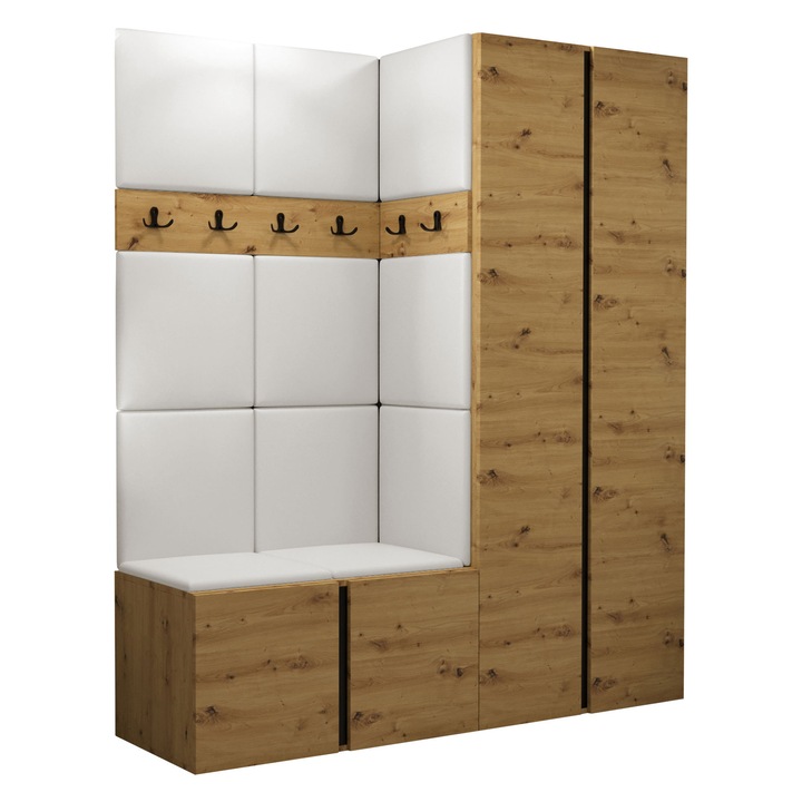 Mobilier pentru hol Tavasz III, MIRJAN24, artisan / alb, 46x158x186 cm