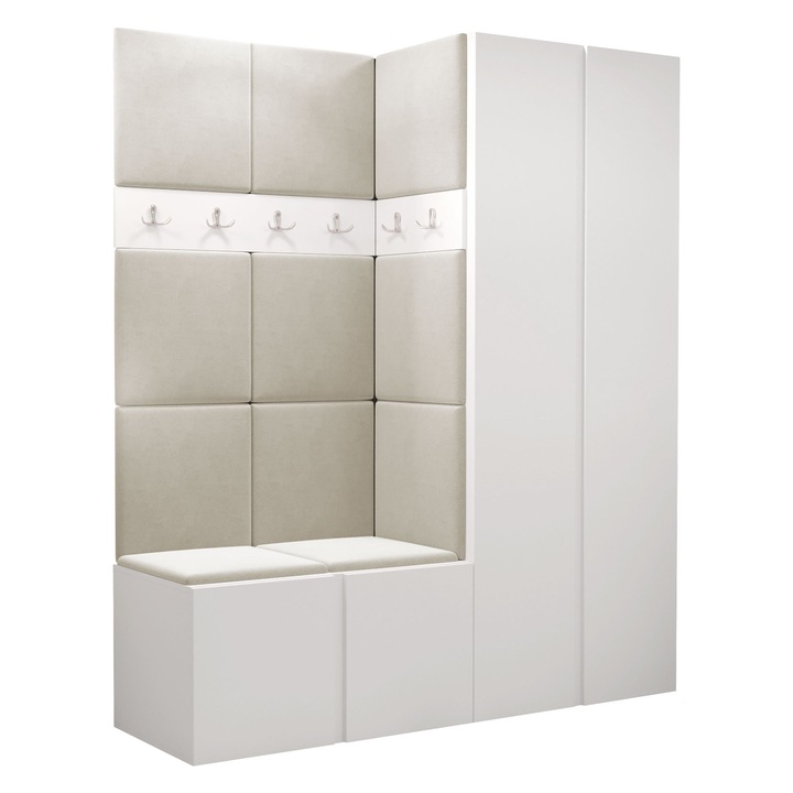 Mobilier pentru hol Tavasz III, MIRJAN24, alb / bej, 46x158x186 cm
