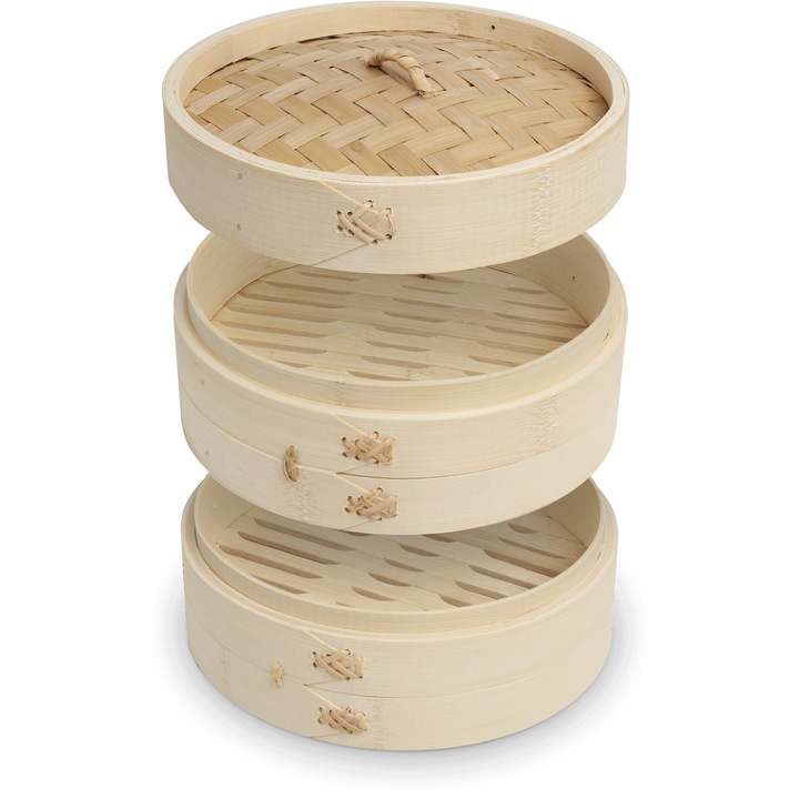 Steamer din bambus cu 2 niveluri 25 cm, Emro