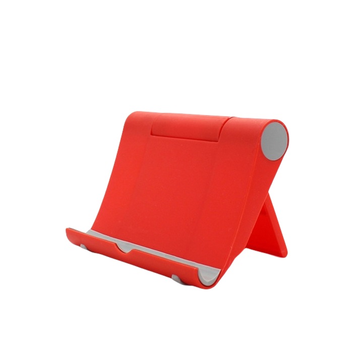 Suport/Stand Universal, pentru telefon sau tableta, pentru birou sau noptiera, pliabil, portabil, ajustabil, Rosu, YULMI