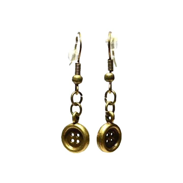 Set cercei dama, Model Nasturi, Bronz metalic