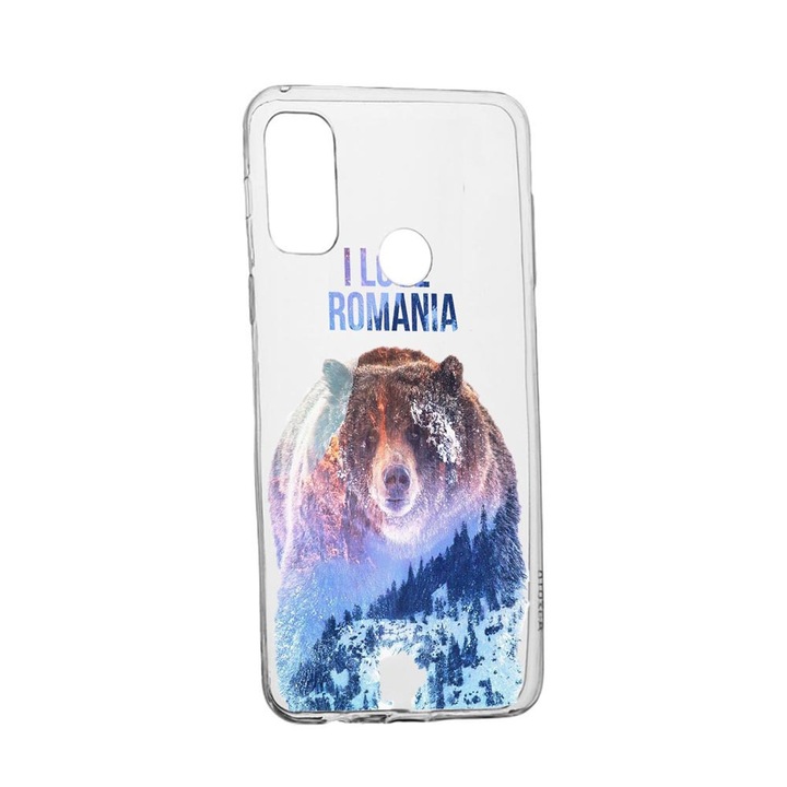 Силиконов калъф Unique за Alcatel 3X, I Love Romania, Transparent TR 35