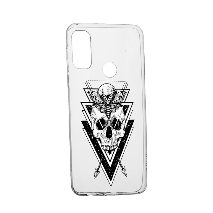 Силиконов калъф Unique за Huawei P Smart (2020), Skull, Transparent TR 191