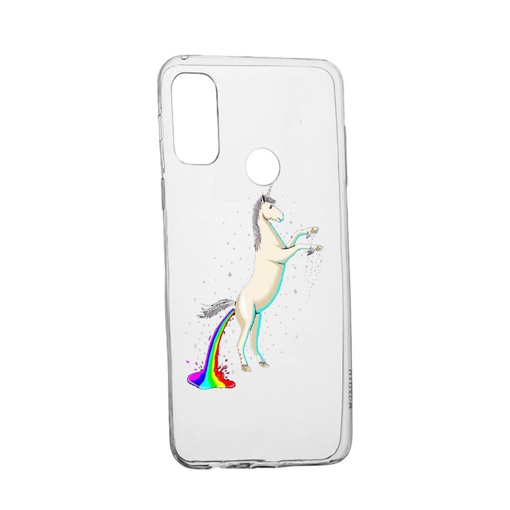 Силиконов калъф Unique за Huawei P Smart (2020), Unicorn Rainbow, Transparent TR 529