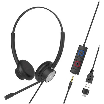 Casti Tellur Voice 420, Binaural, USB Jack 3.5mm, Adaptor Type-C, Negru