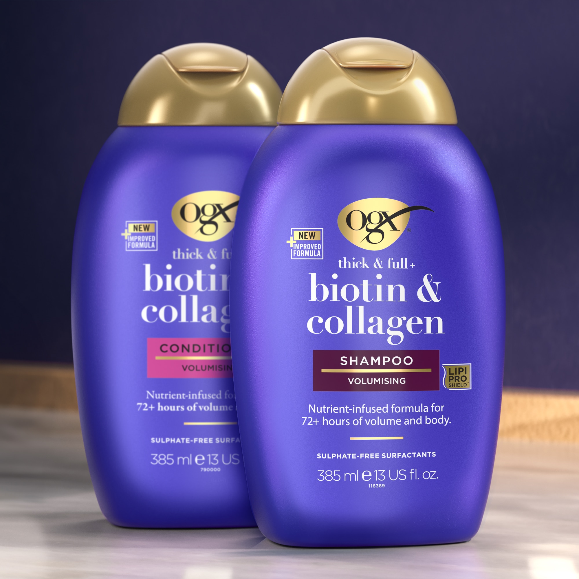 Sampon pentru volum OGX Biotina & Colagen, cu vitamina B7, pentru