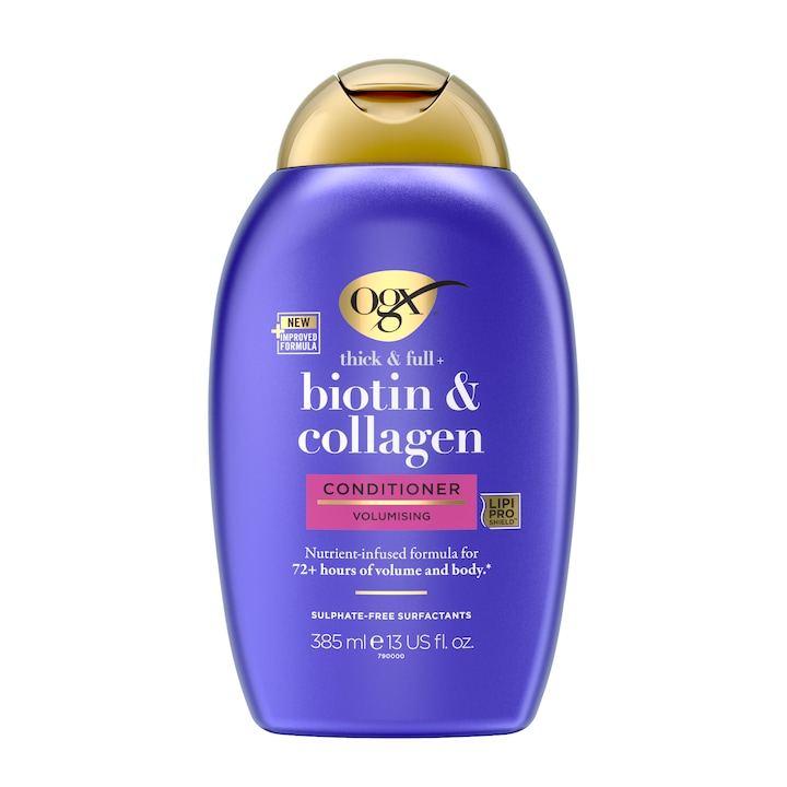 Balsam pentru volum OGX Biotina si Colagen, cu vitamina B7, pentru par des si bogat, fara sulfati, 385 ml