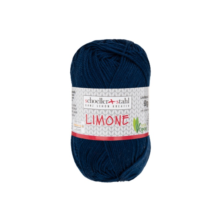 Limone 56 fonal kötéshez és horgoláshoz, 100% pamut, sötétkék, 125 m