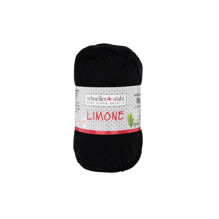 Scholler Limone 24 fonal kötéshez és horgoláshoz, 100% pamut, fekete, 125 m