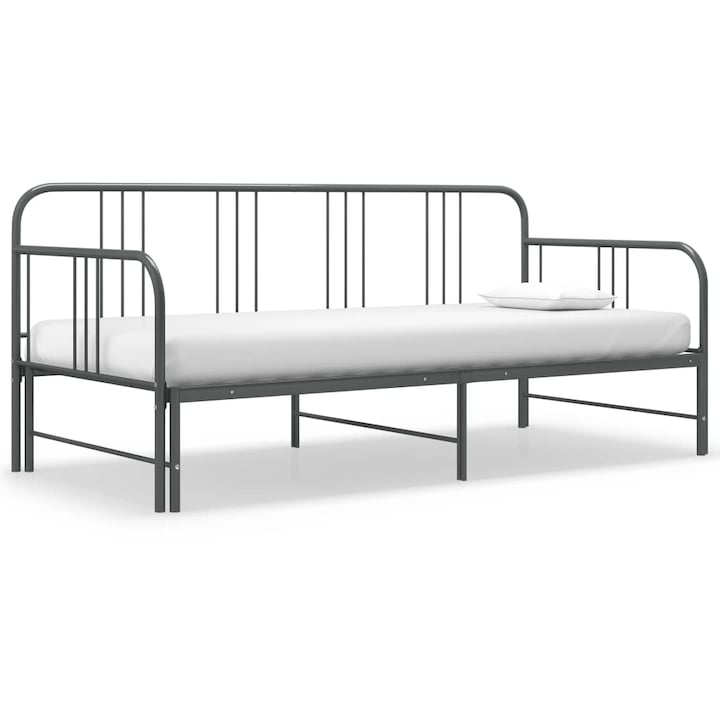 Cadru pat canapea extensibila vidaXL, gri, 90 x 200 cm, metal 21.2 kg 324754