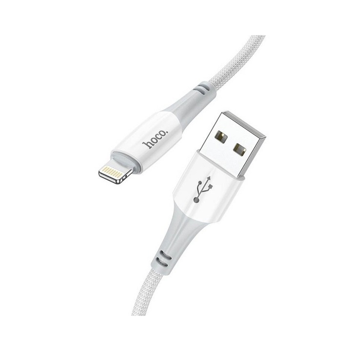 Cablu Date Hoco Ferry, Usb La Lightning, 2.4a, 1m Lungime, Alb - X70