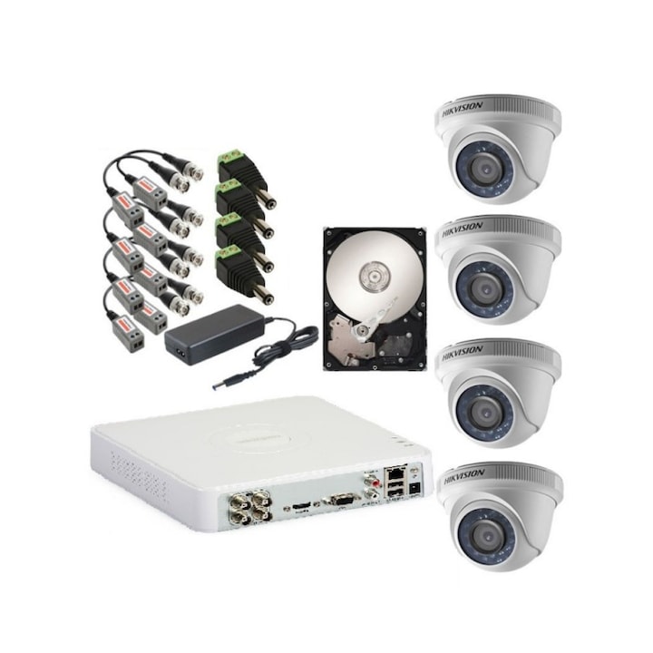 Kit Supraveghere IP PoE cu 6 Camere 4MP (2K) IR 50m, exterior, inregistrare 4MP, extensibil la 16, Complet, acces mobil, noapte/zi, OOGIS™ P4MF6ERR