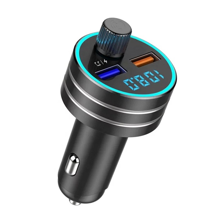 Car kit cu lumini ambientale, modulator FM, Mp3 Player, 2 x USB, BGRJ-C1S