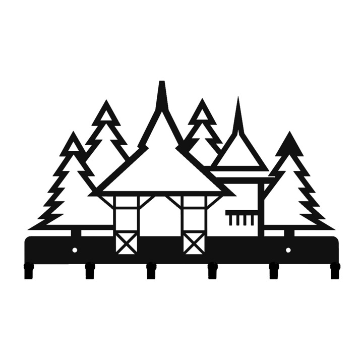 Закачалка за ключове SCUT PROTECTION SRL House in the Forest, 6 куки, 26 x 16 см, черен