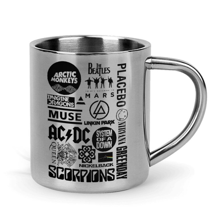 Cana Best Rock Bands Collection, Inox, 300 ml, Gri/Negru
