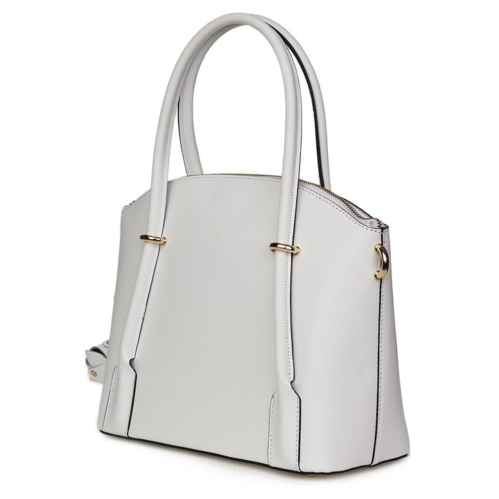 Бяла дамска чанта Gabriella от естествена кожа