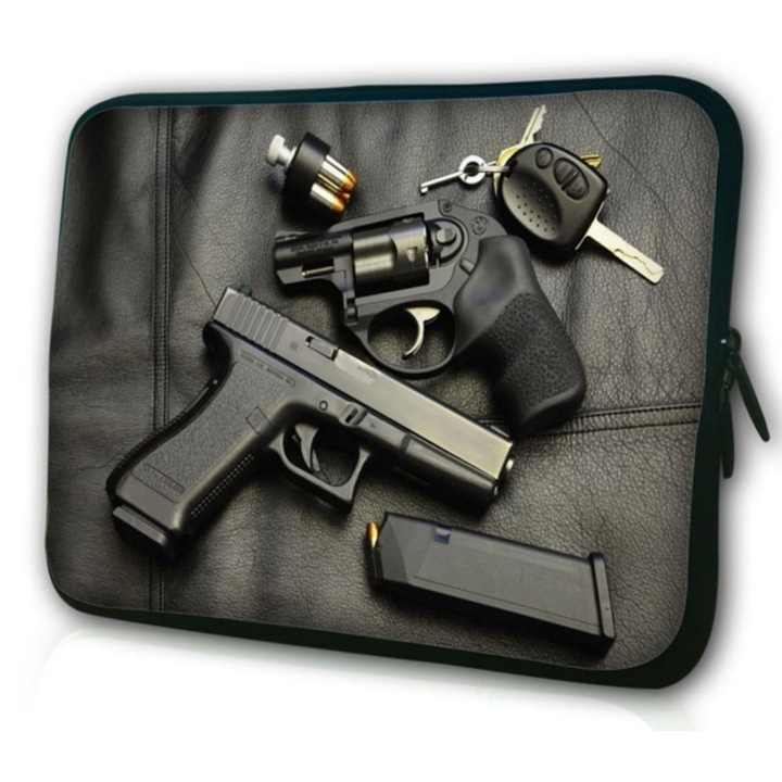 Husa tableta, Neopren, Model pistol, 235x165 mm, 7'', Negru