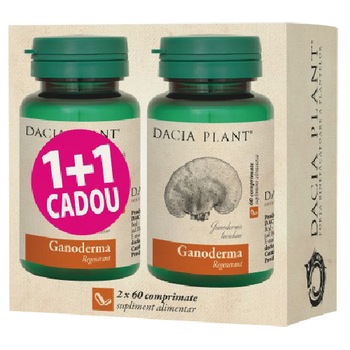 Pachet Ganoderma Regenerare, Dacia Plant, Supliment Alimentar pentru Reducerea Oboselii Fizice si Mentale si Imbunatatirea Performantelor Organismului, 2x60 comprimate Pachet Ganoderma Regenerare, Dacia Plant, Supliment Alimentar pentru Reducerea Oboselii Fizice si Mentale si Imbunatatirea Performantelor Organismului, 2x60 comprimate