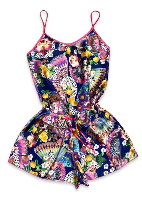 Pijama Dama din Satin, Eleganta, 2 Piese, One-Size INTL,, Negru/Roz, One Size