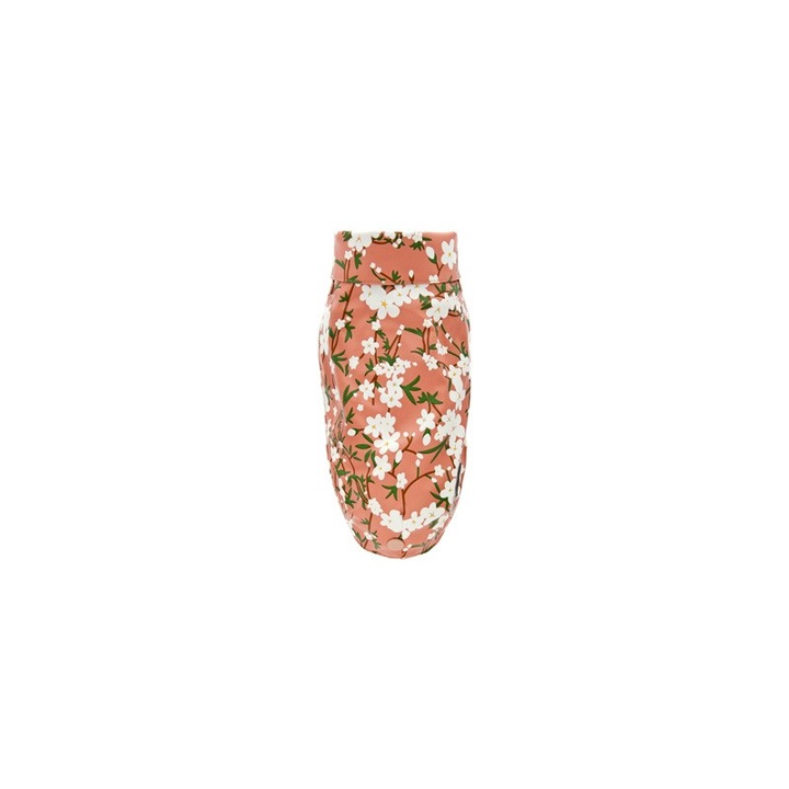 Pelerina de ploaie cu captuseala dubla detasabila pentru caini, Imprimeu floral, lungime 33 cm