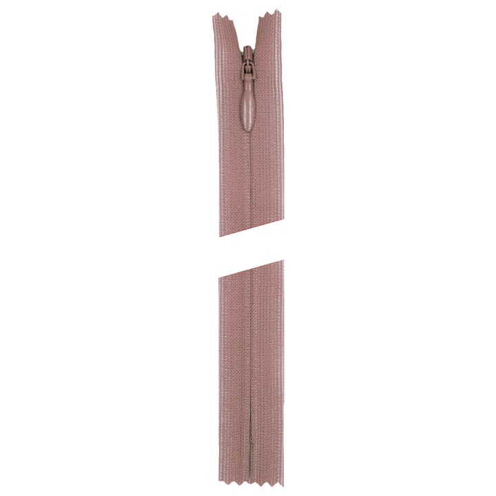 Fermoar ascuns nedetasabil utilizat la rochii, fuste, topuri si haine de seara, spira din plastic #2, YKK lungime 20 cm, roz