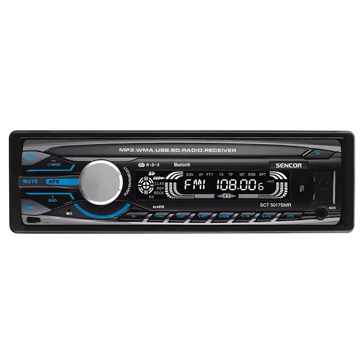 Autós MP3 lejátszó rádió, Bluetooth, elülső USB bemenetekkel, Aux és SD kártya, LCD kijelzővel, távirányítóval és mikrofonnal