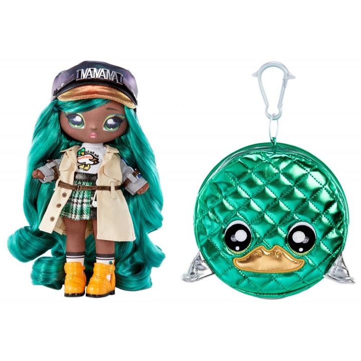 Set papusa Na! Na! Na! Surprise, Mallory Duckington cu gentuta, verde, 15 cm