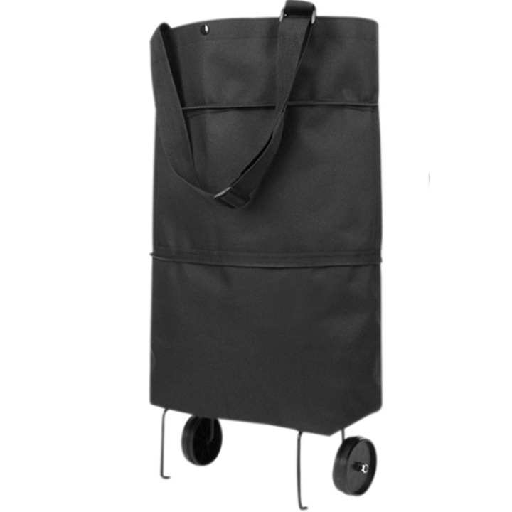 Carucior 2 in 1 pentru cumparaturi, Pliabil, Negru