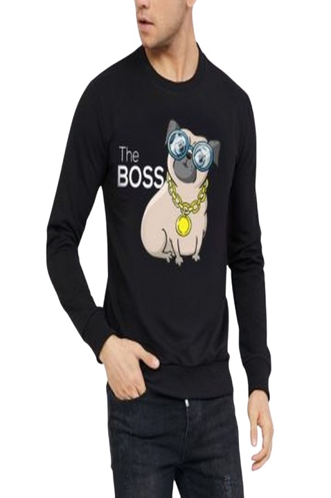 Унисекс черна памучна блуза с дълъг ръкав The Boss размер S/M