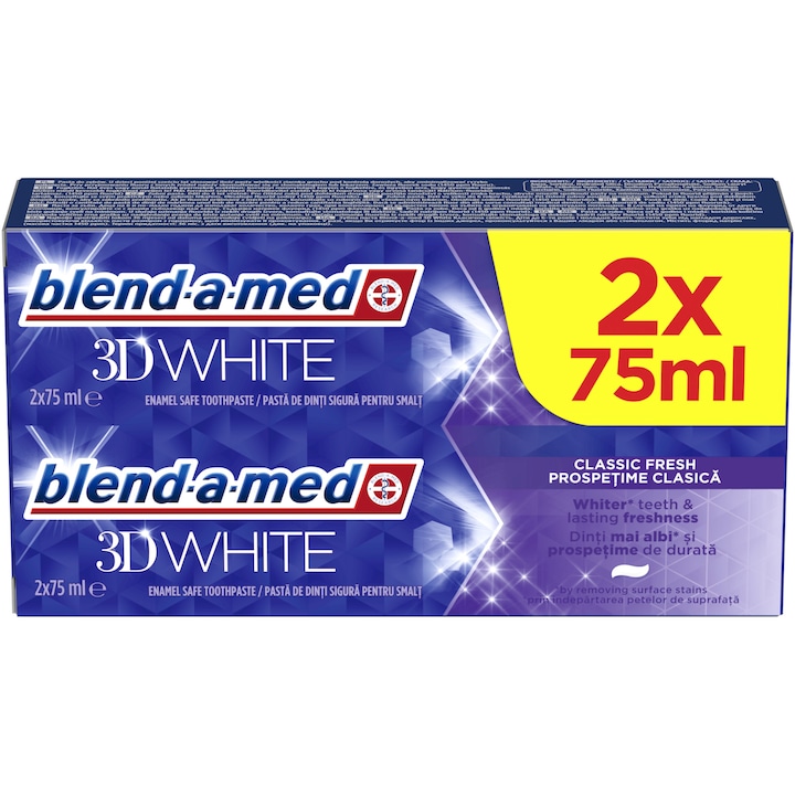 Комплект: 2 x Паста за зъби Blend-a-med 3D White Fresh, 75 мл
