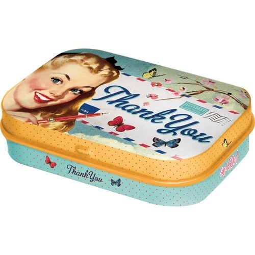 Cutie metalica cu bomboane - Thank You 6x4x1,6 cm