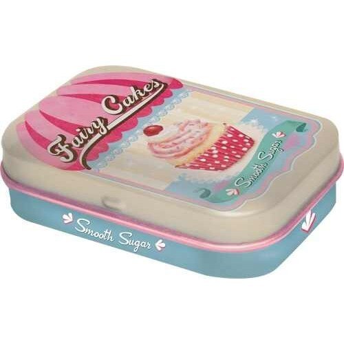 Cutie metalica cu bomboane - Fairy Cakes Smooth Sugar 6x4x1,6 cm