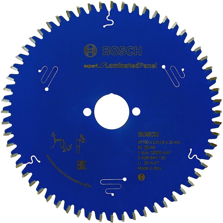 Disc pentru fierastrau circular, Bosch Expert for Laminated Panel, 190x2.6/1.6x30mm, 60T