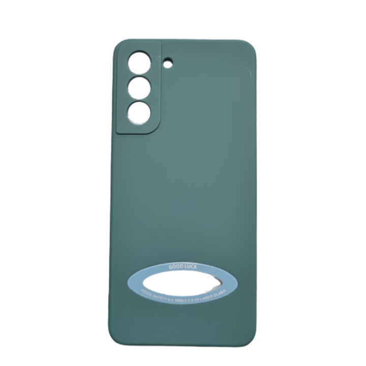Samsung S21 kompatibilis TPU tok, Logo Hole Design, Belső bársony, Sötétzöld, TELGORBCS
